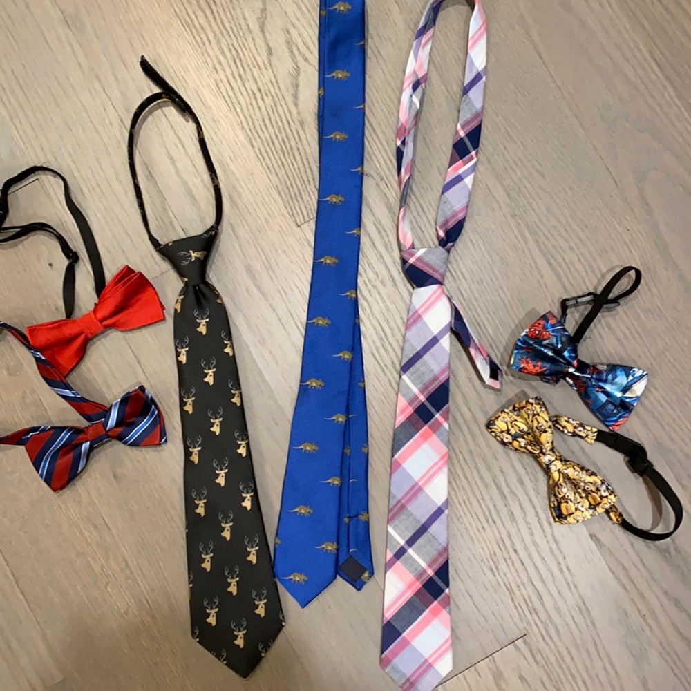Assorted Boys Ties and Bow ties. Fits size 2-7